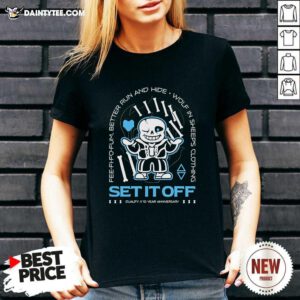Original Set It Off Duality 10 Year Anniversary Undertale Sans Skeleton V-neck