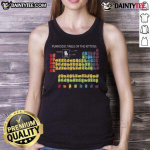 Alt Text: Cute periodic table of kittens tank top featuring adorable cat graphics and vibrant colors for cat lovers.
