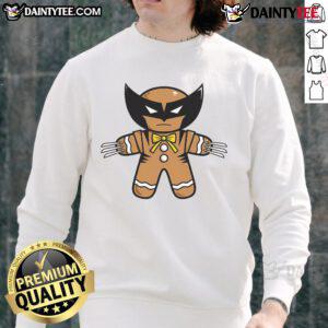 Adorable Cute Wolverine Gingerbread Wolvy Sweatshirt featuring a festive design perfect for holiday wear and fans.
