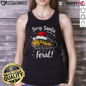 Funny Northern Snakehead tank top design with 'Sorry Santa, I've Been Feral' text for a quirky holiday vibe.