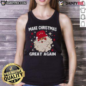 Funny Trump Christmas gag joke with Make Christmas Great Again Santa tank top design, perfect for holiday humor.