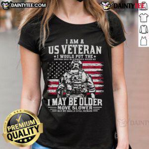 Alt Text: Awesome America Legend Military Patriots Veterans and Fallen Heroes Ladies Tee showcasing patriotic design.
