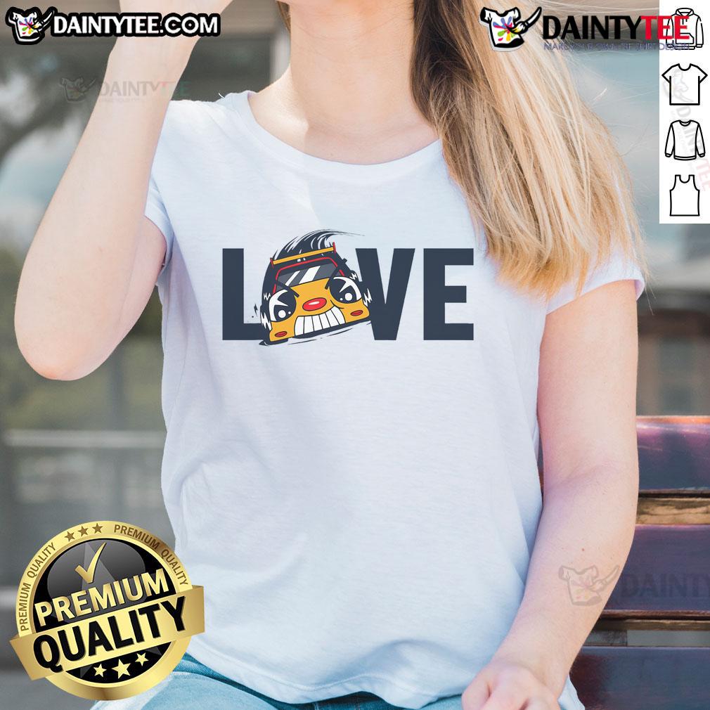 Alt Text: Cute slot car design on a ladies tee featuring a mini RC car, perfect for sports enthusiasts and slot car lovers.