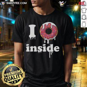 Funny 'I Donut Inside' naughty adult meme T-shirt featuring a playful donut graphic and humorous text for a lighthearted vibe.