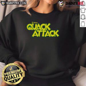 Alt Text: Funny vintage Quack Attack sweatshirt featuring a white, green, and yellow duck design, perfect for quirky fashion.