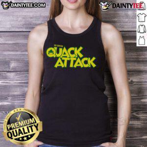 Funny vintage Quack Attack tank top featuring a white, green, and yellow duck design, perfect for quirky summer style.