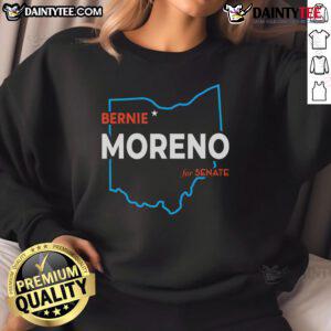 Bernie Moreno for US Senate 2024 sweatshirt promoting Ohio election campaign, featuring bold graphics and vibrant colors.