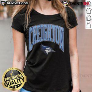 Alt Text: Awesome Creighton Blue Jays Walk Ladies Tee featuring vibrant team colors and stylish design for fans.