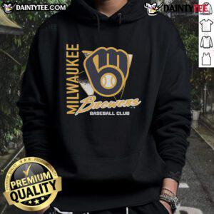 Awesome Milwaukee Brewers Side Arm Baseball Club hoodie in navy blue, perfect for fans and casual wear.