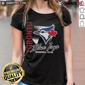 Awesome Toronto Blue Jays side arm baseball club ladies tee featuring team logo and stylish design for fans.