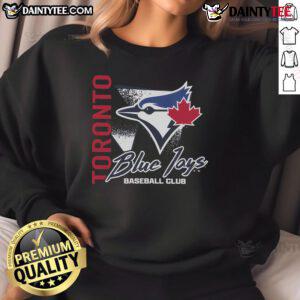 Awesome Toronto Blue Jays side-arm baseball club sweatshirt featuring vibrant team colors and logo design.