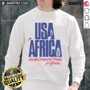 Awesome USA for Africa sweatshirt showcasing united support for Africa, featuring vibrant colors and inspiring design.