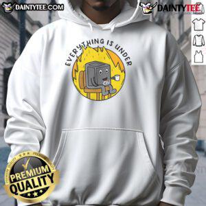 Funny Everything Is Under Ctrl This Is Fine Meme Hoodie design featuring a humorous cartoon dog in a chaotic scene.