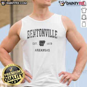 Vintage Bentonville Arkansas sports tank top, established 1973, showcasing retro design and local pride.