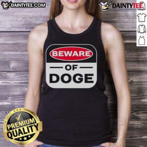 Good Beware of Doge Meme tank top showcasing government efficiency humor with a playful design and vibrant colors.