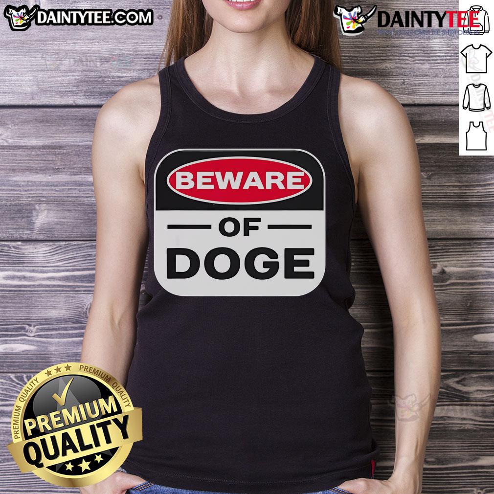 Good Beware of Doge Meme tank top showcasing government efficiency humor with a playful design and vibrant colors.