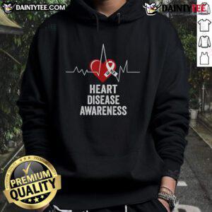 Red heart hoodie promoting heart disease awareness in February, encouraging Go Red for women's health.
