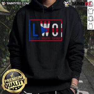 Good Lwo Latino World Order Puerto Rico hoodie featuring vibrant graphics and a stylish design for fans.