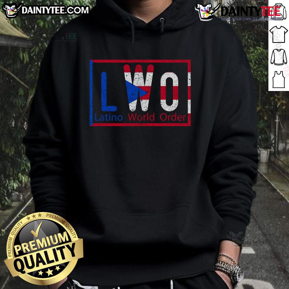 Good Lwo Latino World Order Puerto Rico hoodie featuring vibrant graphics and a stylish design for fans.