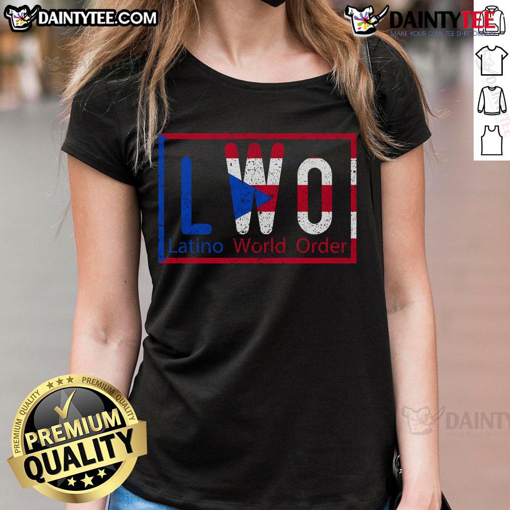 Good Lwo Latino World Order Puerto Rico ladies tee featuring vibrant design and comfortable fit for casual wear.