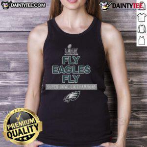 Good Nike Philadelphia Eagles Super Bowl Champs tank top displayed on a hanger, showcasing team pride and sports apparel.
