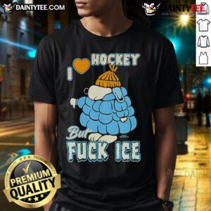 Good Snoopy I Love Hockey But Fck Ice T-Shirt featuring Snoopy with hockey elements, perfect for hockey fans and casual wear.
