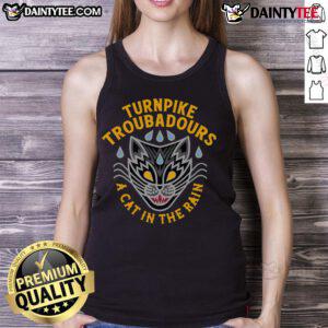 Good Turnpike Troubadours A Cat In The Rain tank top featuring a colorful design of a cat in a rainy scene.