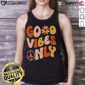 Good Vibes Only Peace Love 60s 70s tank top featuring a retro design, perfect for summer festivals and casual wear.