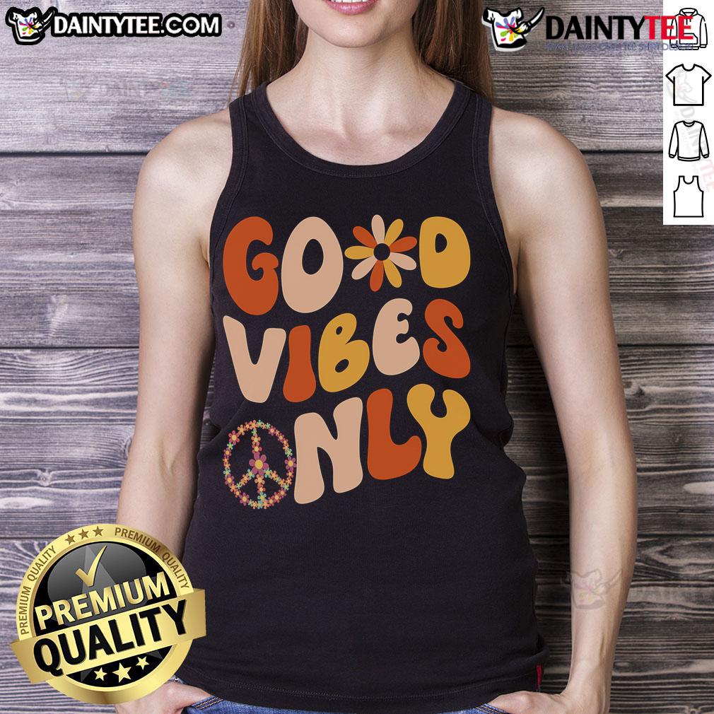 Good Vibes Only Peace Love 60s 70s tank top featuring a retro design, perfect for summer festivals and casual wear.