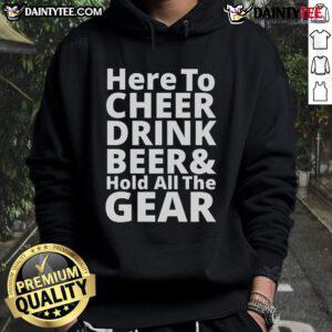 Happy Here to Cheer hoodie featuring a fun beer-themed design, perfect for celebrations and casual outings.