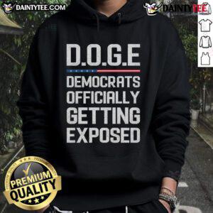 Hot DOGE Democrats hoodie featuring US flag design, showcasing unique political fashion and meme culture.