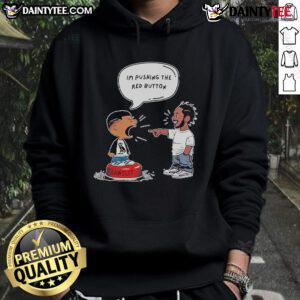 Kendrick Lamar and Drake in a stylish hoodie from the 'I'm Pushing The Red Button' lawsuit collection.