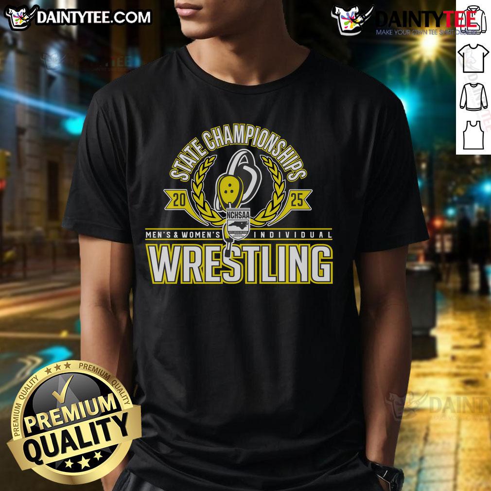 Hot Nchsaa Wrestling Men's and Women's Individual State Championships 2025 T-Shirt featuring vibrant graphics and bold design.