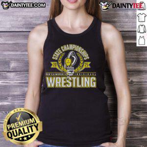 Men's and women's individual state championships 2025 tank top featuring NCHSAA logo and vibrant design for wrestling fans.