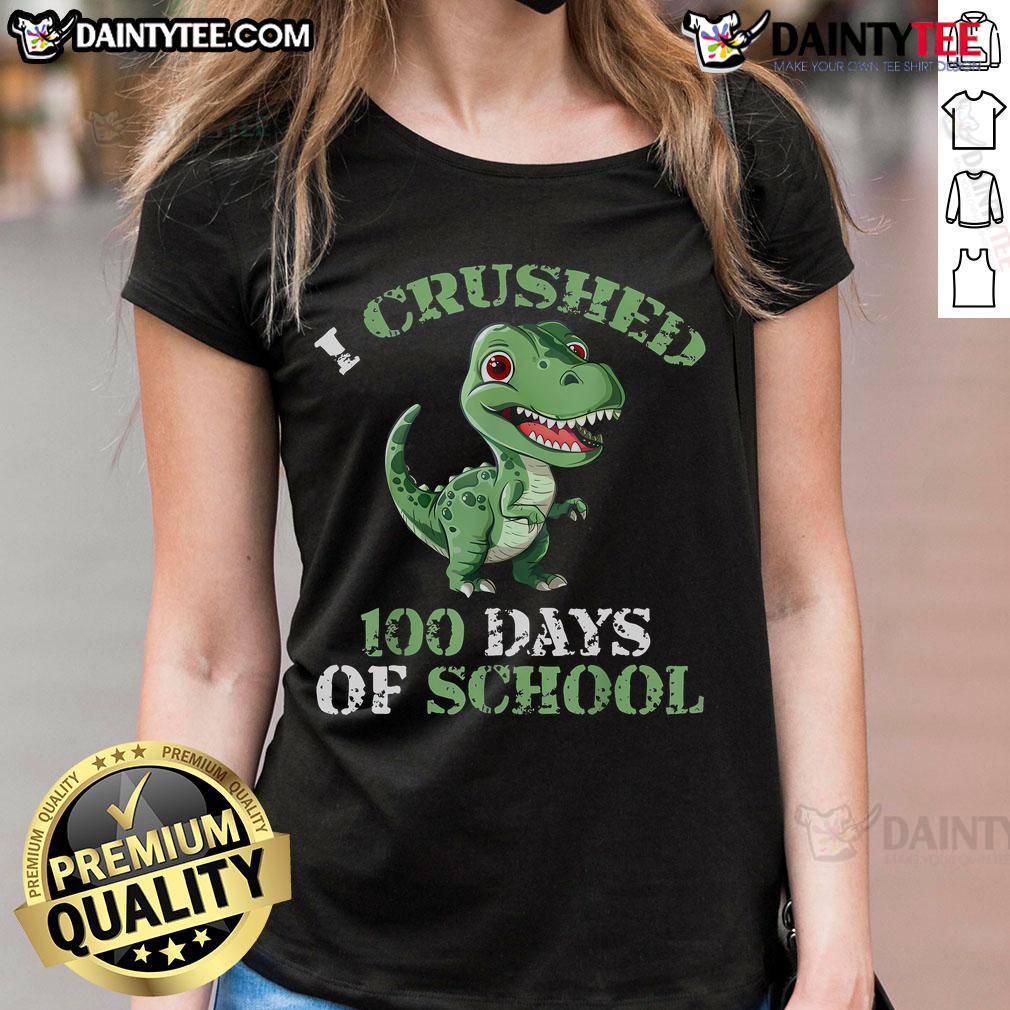 Nice 100 Days of School Tyrannosaurus Ladies Tee featuring a fun dinosaur design perfect for school celebrations.