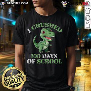 Alt Text: Cute Nice 100 Days Of School Tyrannosaurus T-Shirt featuring a playful dinosaur design for kids' celebrations.