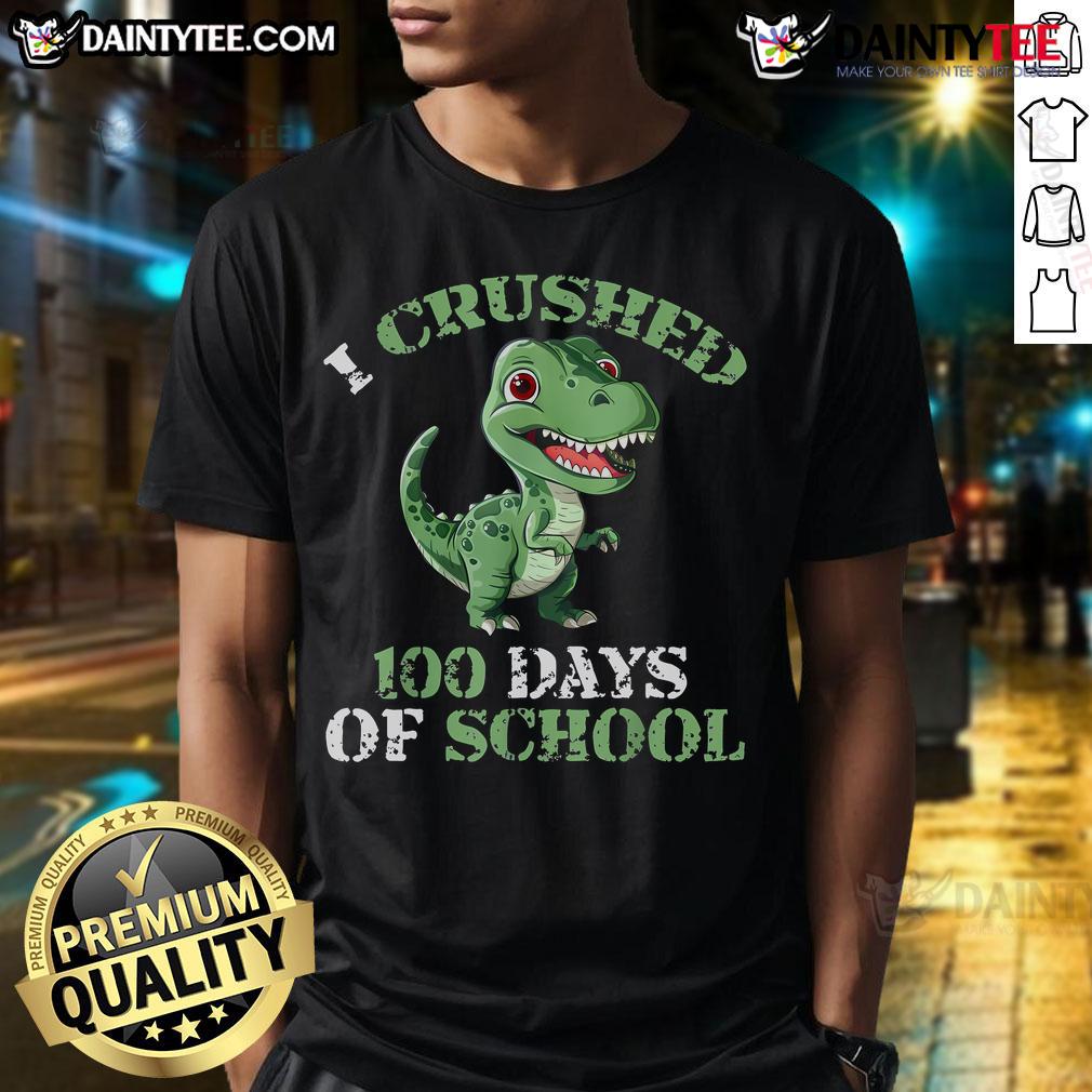 Alt Text: Cute Nice 100 Days Of School Tyrannosaurus T-Shirt featuring a playful dinosaur design for kids' celebrations.