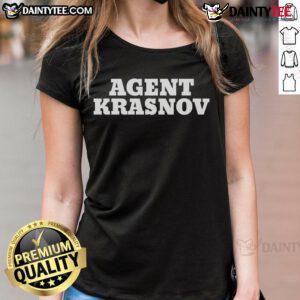 Nice KGB Agent Krasnov Ladies Tee featuring a stylish design, perfect for fans of vintage espionage fashion.