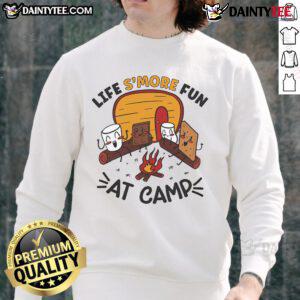 Cozy sweatshirt with 'Life's More Fun at Camp' design, perfect for campfire nights and roasting marshmallows outdoors.