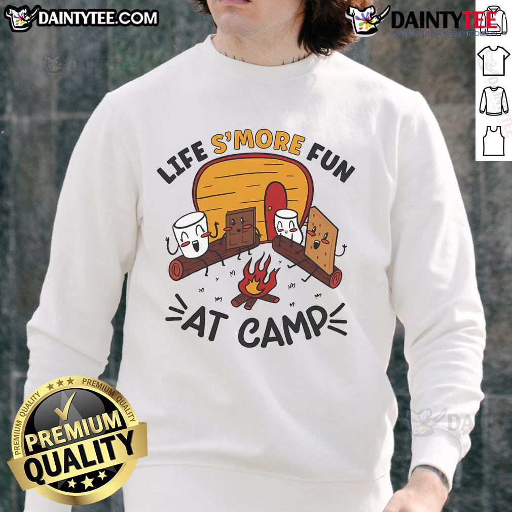Cozy sweatshirt with 'Life's More Fun at Camp' design, perfect for campfire nights and roasting marshmallows outdoors.