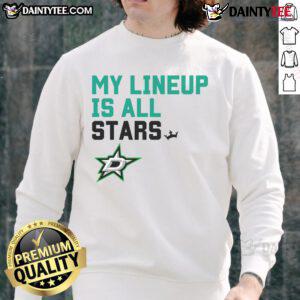 Awesome Dallas Stars My Lineup sweatshirt featuring team logo and vibrant colors, perfect for fans and cozy wear.
