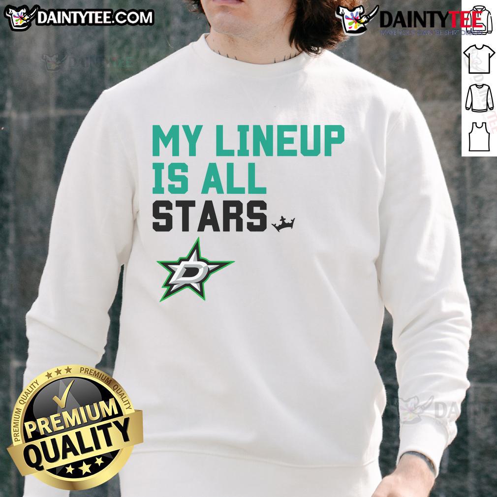 Awesome Dallas Stars My Lineup sweatshirt featuring team logo and vibrant colors, perfect for fans and cozy wear.
