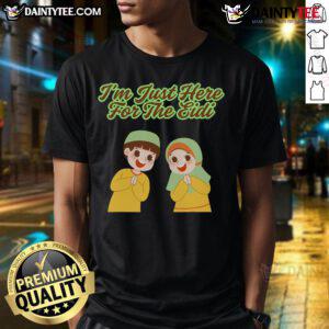 Alt Text: Cute I'M Just Here For The Eidi T-Shirt featuring colorful graphics, perfect for celebrating Eid festivities.