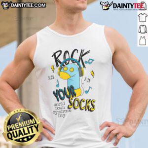 Support World Down Syndrome Day with this cute 'Rock Your Socks' tank top, promoting awareness and inclusion.