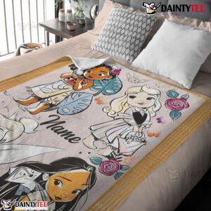 Disney Chibi Moana Alice Tinker Bell Pocahontas Blanket Fleece Customized Blanket