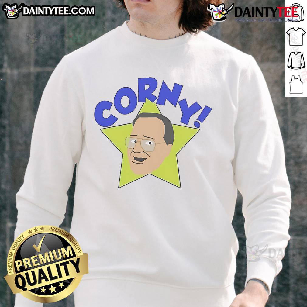 Funny Arcadian Vanguard Jim Cornette sweatshirt featuring humorous design and vibrant colors, perfect for wrestling fans.