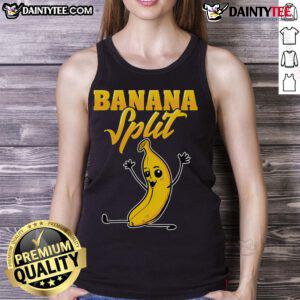 Funny banana split gymnast pun cute tank top design featuring a playful banana and gymnastics theme, perfect for fitness lovers.