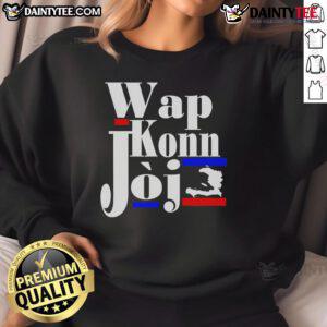 Funny Haitian Creole saying 'Wap Konn Joj' on a stylish sweatshirt, showcasing Haitian pride and culture.