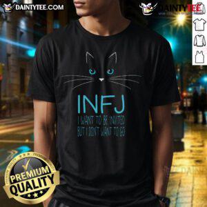 Funny INFJ cat lover t-shirt design showcasing introvert humor with a playful cat graphic, perfect for cat ladies.