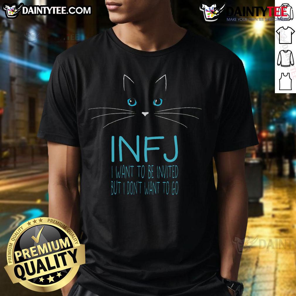 Funny INFJ cat lover t-shirt design showcasing introvert humor with a playful cat graphic, perfect for cat ladies.